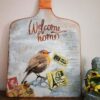 welcome home birds wooden chopping board by aartsutra