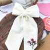 hand embroidered pigtail bow clip