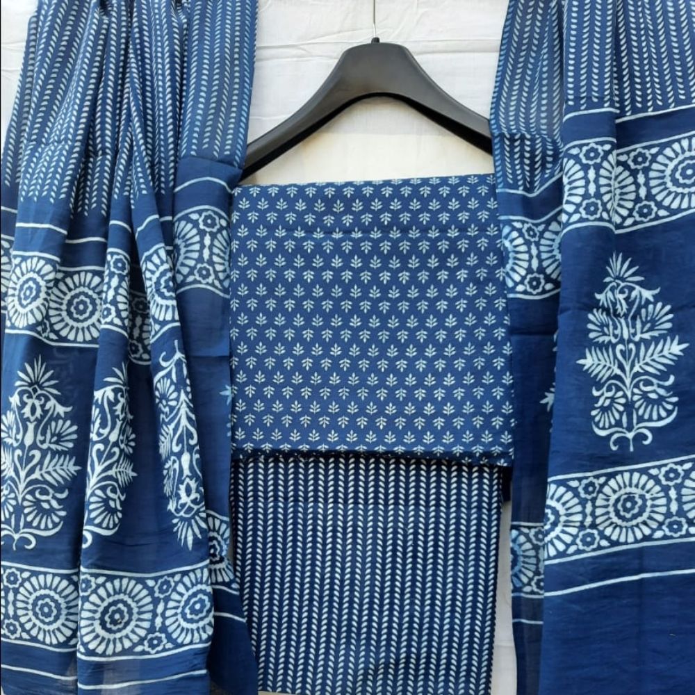 Indigo Cotton Fabric Suit - who made it | Handicrafts - Clothing - Cotton