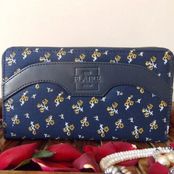Midnight Bloom - Fabric and Vegan Leather Wallet