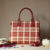 Red Plaid - Fabric & Vegan Leather Handbag