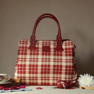 Red Plaid – Fabric & Vegan Leather Handbag