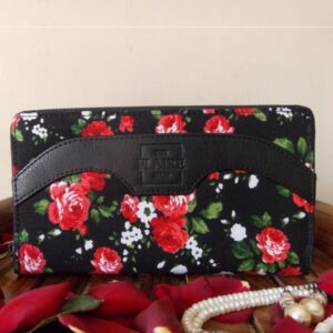 The Black Rose – Fabric and Vegan Leather Wallet