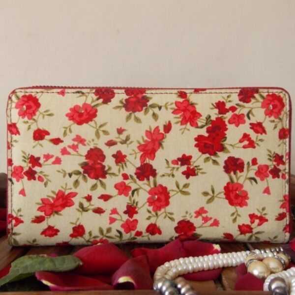 Vintage Rose - Fabric and Vegan Leather Wallet 2