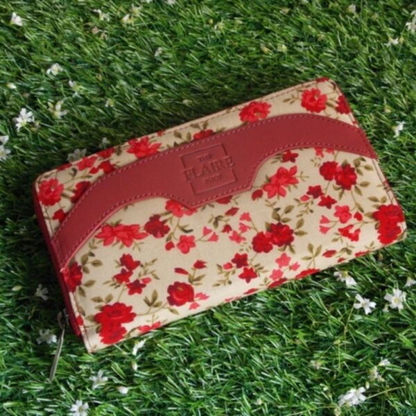 Vintage Rose - Fabric and Vegan Leather Wallet 3