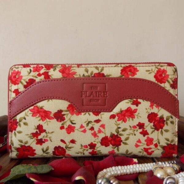 Vintage Rose - Fabric and Vegan Leather Wallet